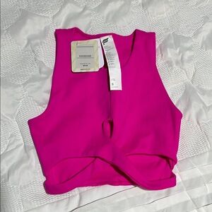 NWT Fabletics seamless low impact keyhole midi bra in neon pink tropic size smal